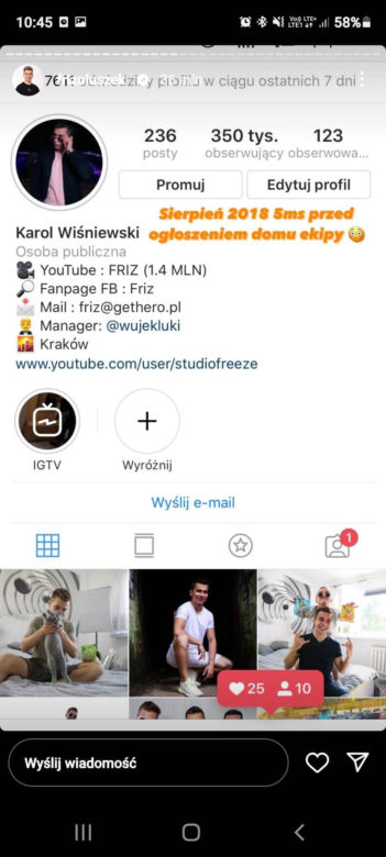 Friz - statystyki kanałów na YouTube i Instagrama