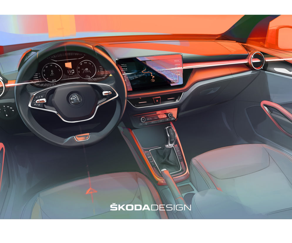 Nowa Skoda Fabia - rysunek wnętrza