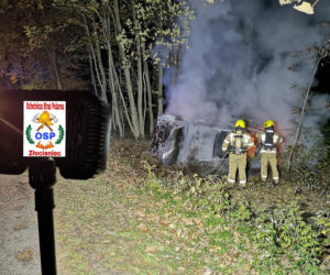 Pożar samochodu na trasie Złocieniec - Siecino.