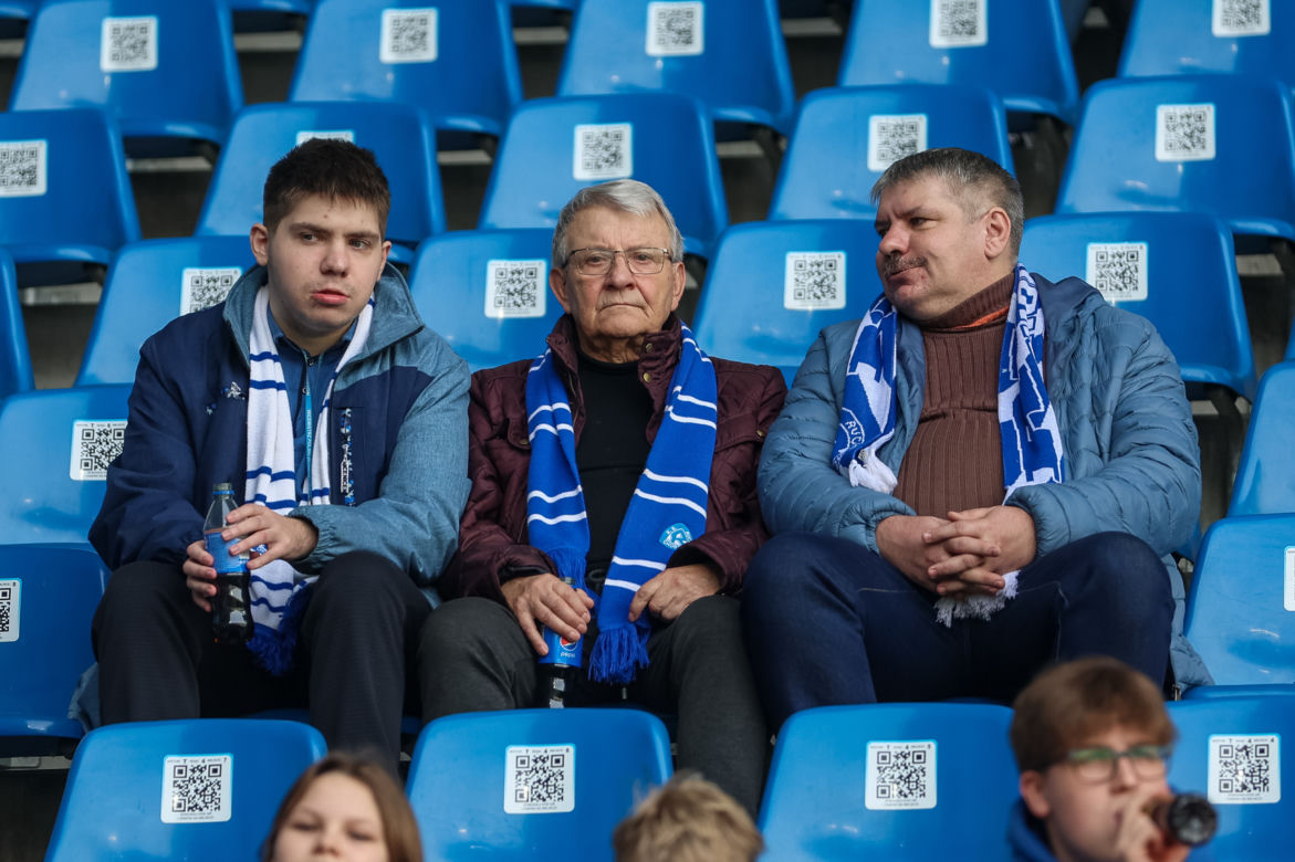Kibice Ruchu Chorzów na meczu z ŁKS Łódź
