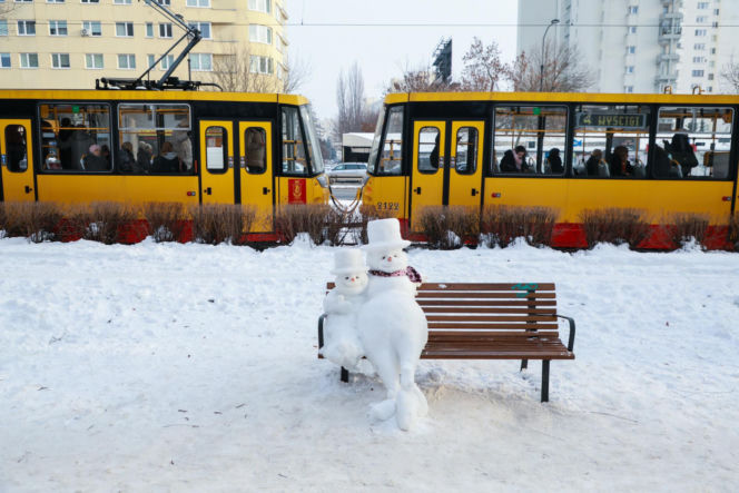 Wyjątkowe śniegowe rzeźby w Warszawie