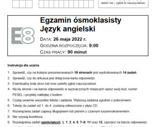Egzamin ósmoklasisty 2022 język angielski - arkusz CKE