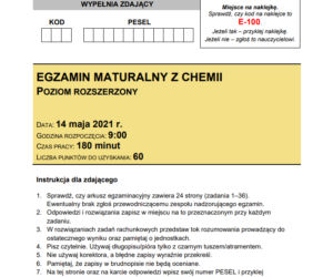 Matura z chemii 2021 - arkusz PDF