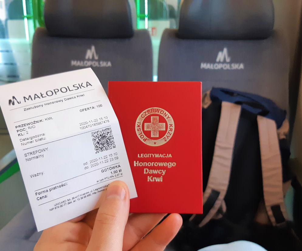  Koleje Małopolskie wprowadziły specjalną ulgę dla osób, które oddają regularnie krew 