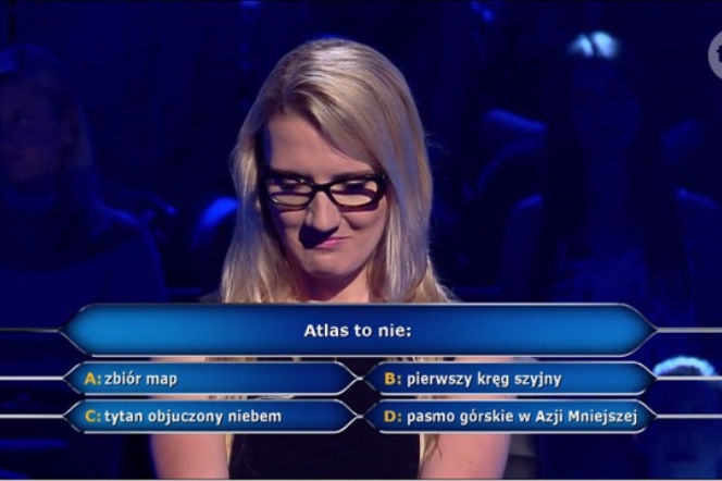 Atlas to nie...? Pytanie w programie Milionerzy