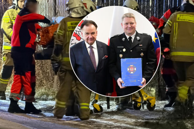 Wokół szalały płomienie, kobieta błagała o pomoc. Strażak uratował matkę i malutkie dziecko z płonącego budynku