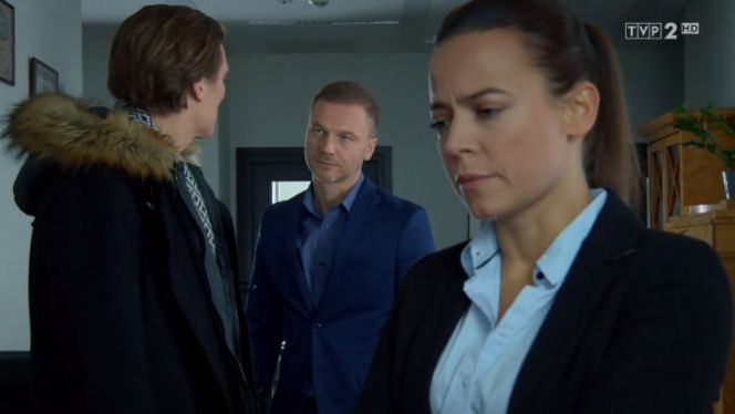 M jak miłość odcinek 1302, Magda (Anna Mucha), Olek (Maurycy Popiel), Andrzej (Krystian Wieczorek)