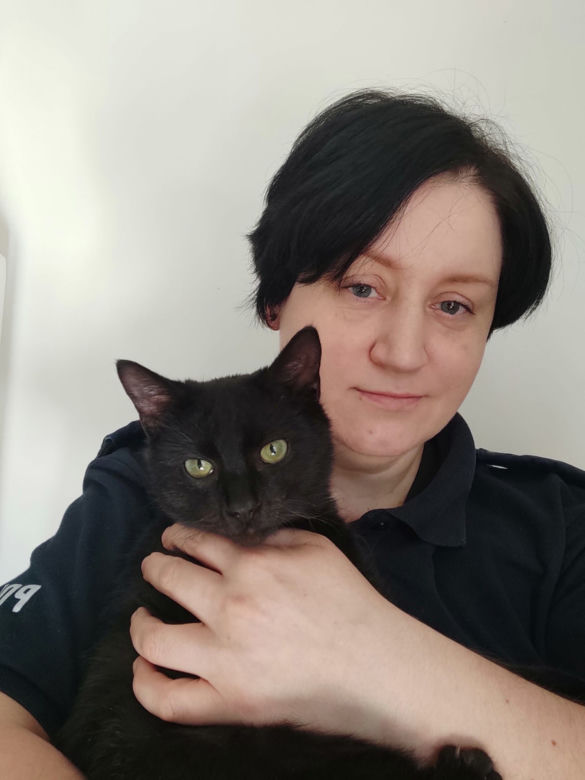 Bezdomny kociak przyszedł pod komisariat w Bytowie. Wspaniała reakcja policjantki