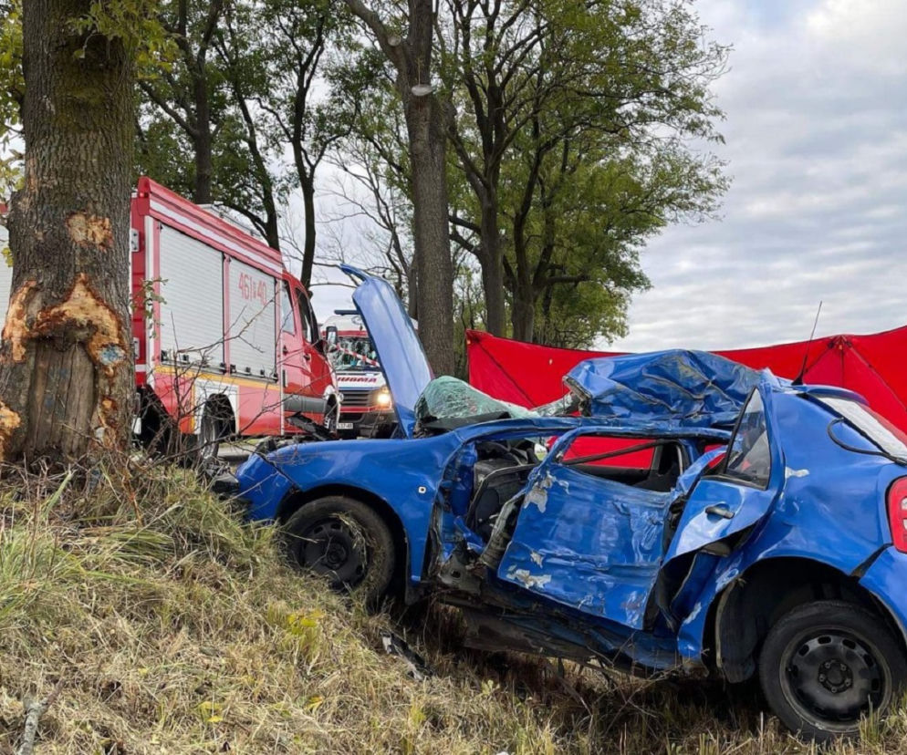 Tragedia pod Kępnem. Młody kierowca uderzył w drzewo. Zginął w drodze na wesele?