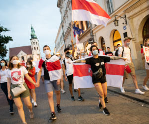 Marsz solidarności z Białorusinami w Krakowie
