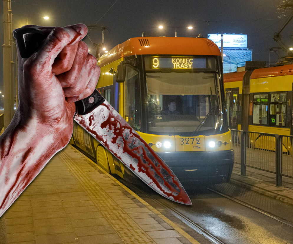 Brutalny atak nożownika w tramwaju w Warszawie. Mężczyzna dźgnięty nożem