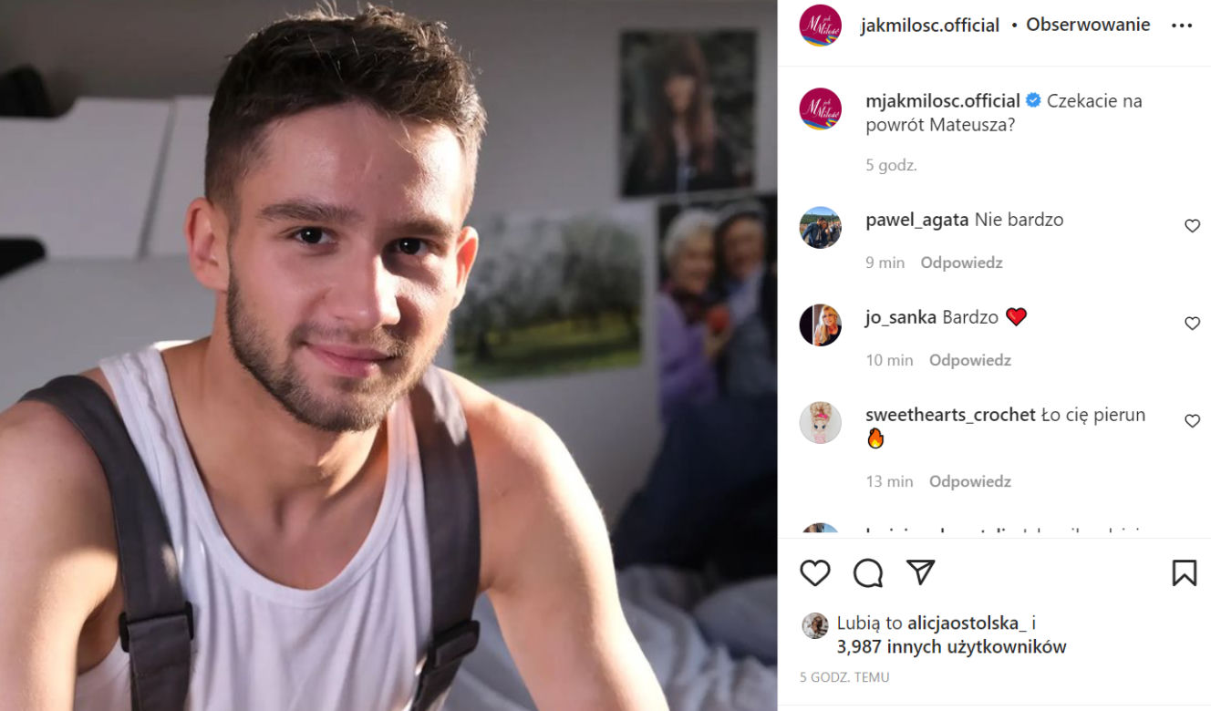 M jak miłość. Mateusz (Krystian Domagała)
