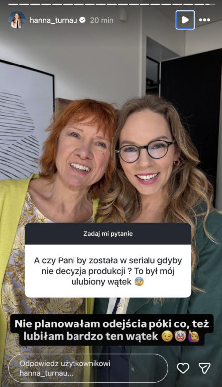 M jak miłość. Hanna Turnau o odejściu z serialu