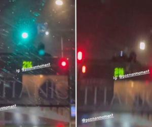 Skrajnie niebezpieczny incydent. Dwie osoby na dachu autobusu