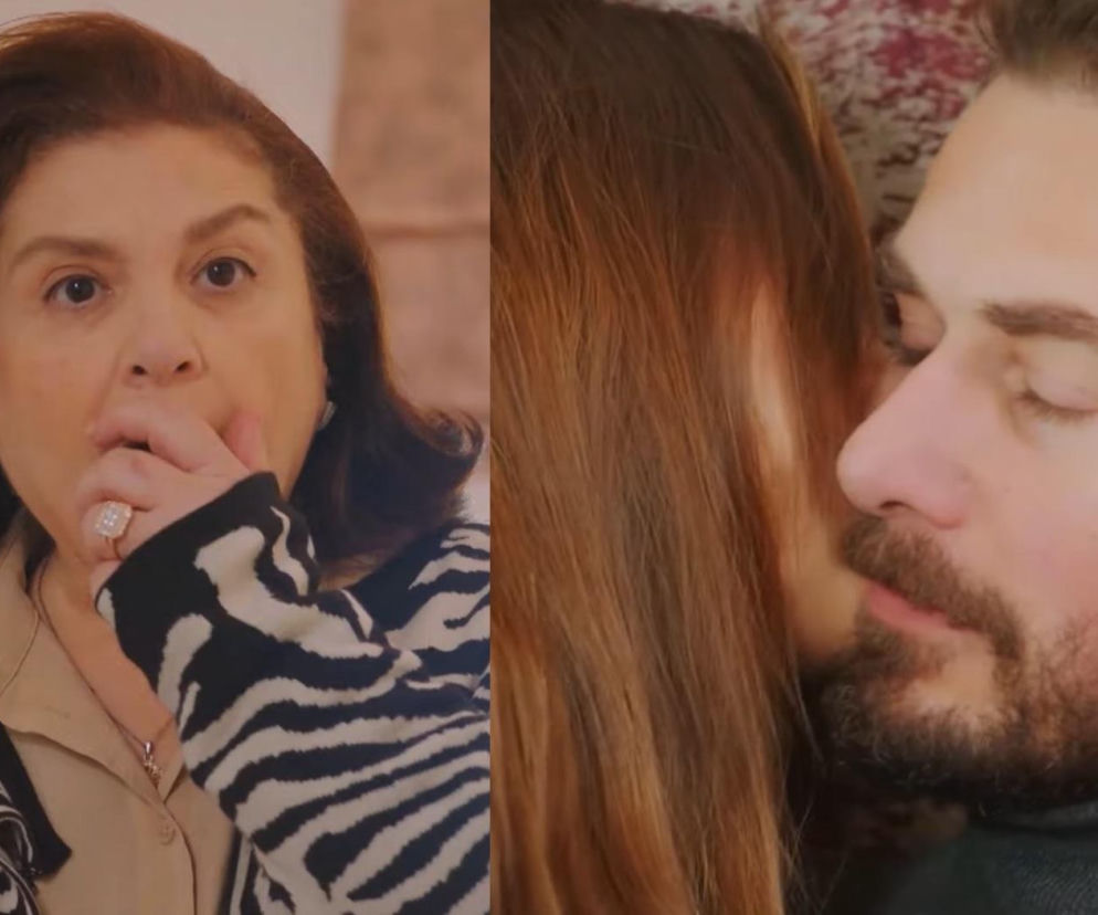 Screencast z serialu Miłość i nadzieja. Naciye w szoku zasłania usta, widząc Silę i Kuzeya wtulonych w siebie. Kadr idealnie oddaje emocje związane z dramatycznymi wydarzeniami w 354 odcinku serialu, co można przeczytać na Super Seriale.