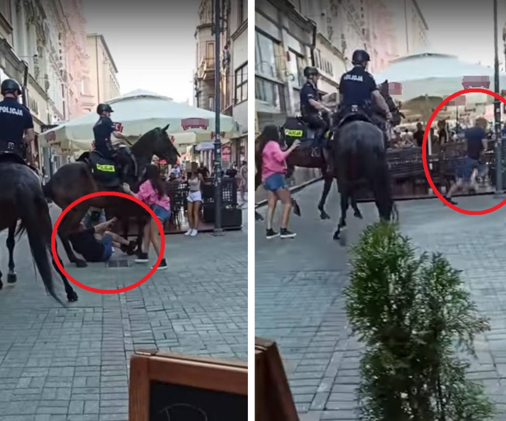 Katowice. Interwencja policji konnej na ul. Staromiejskiej