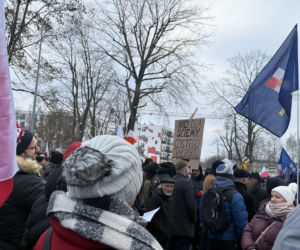 Protest przeciw Stefie Czystego Transportu w Krakowie