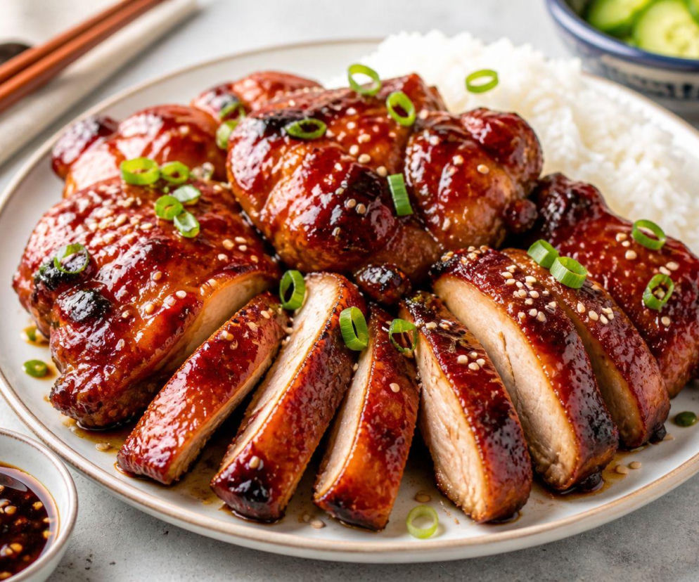 Kurczak char siu z piekarnika – lepki, słodko-słony i błyszczący