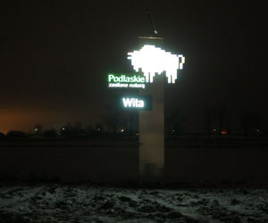Pikselowy żubr przy S8. Wita wjeżdżających do woj. podlaskiego [ZDJĘCIA]