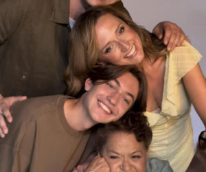 Barwy szczęścia, sesja. Asia (Anna Gzyra-Augustynowicz),  Lucyna (Grażyna Zielińska), Emil (Artem Malaszczuk), Hubert (Marek Molak)