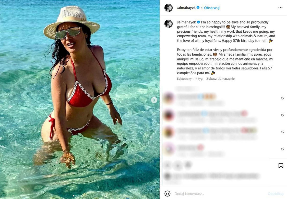 Salma Hayek ma sposób na zimę! Tak 57-latka rozgrzała fanów