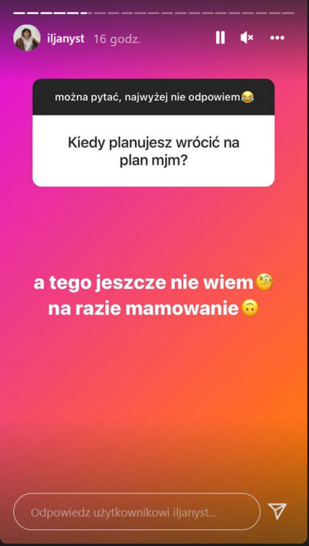 Ilona Janyst (Aneta z M jak miłość) na Instagramie o tym co się z nią stanie