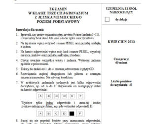 Egzamin gimnazjalny z języka niemieckiego poziom podstawowy - zobacz arkusze, pytania i odpowiedzi.