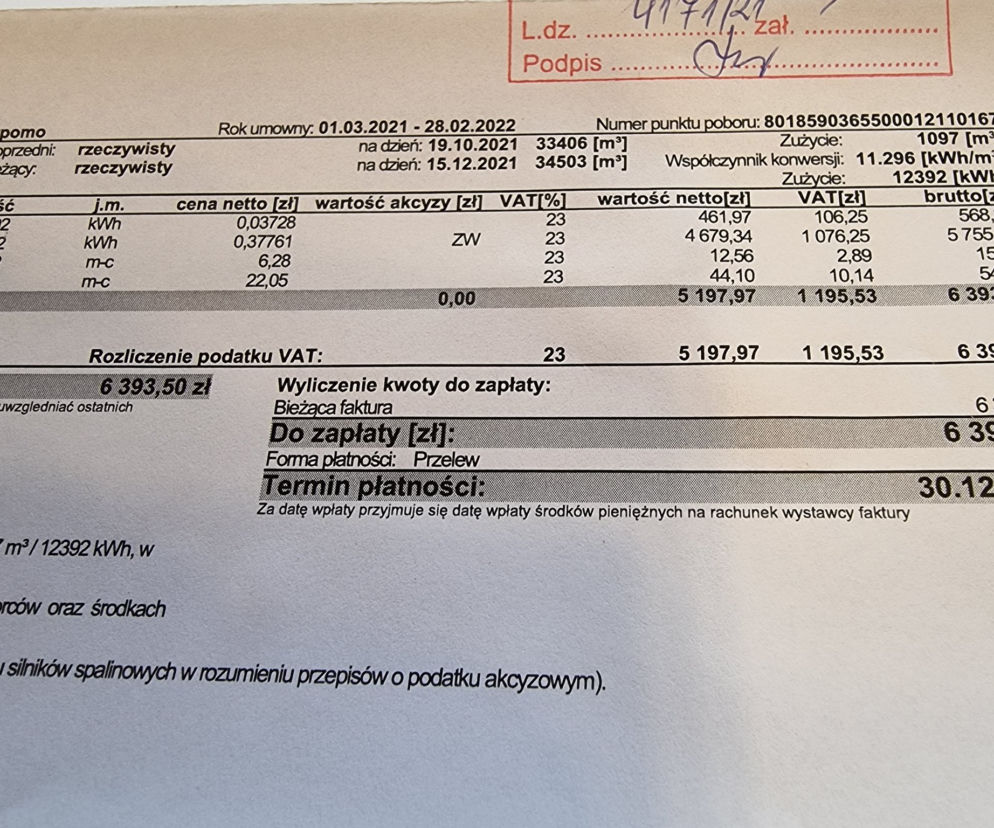 rachunki za gaz 2022 