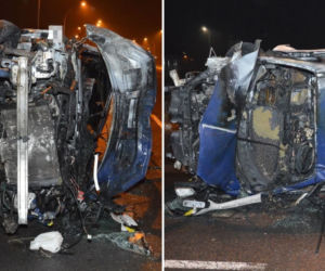 Zamość: ROZTRZASKANY renault zaczął płonąć! W środku 20-letni kierowca. DRAMAT!