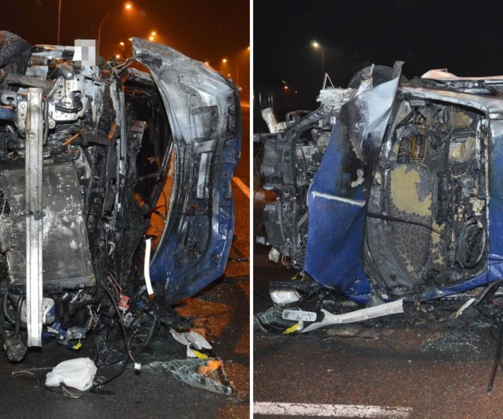 Zamość: ROZTRZASKANY renault zaczął płonąć! W środku 20-letni kierowca. DRAMAT!