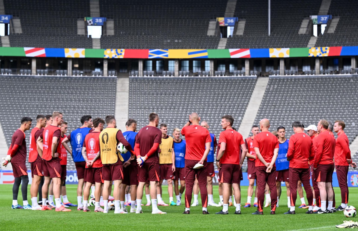 Robert Lewandowski na ostatnim treningu przed meczem z Austrią