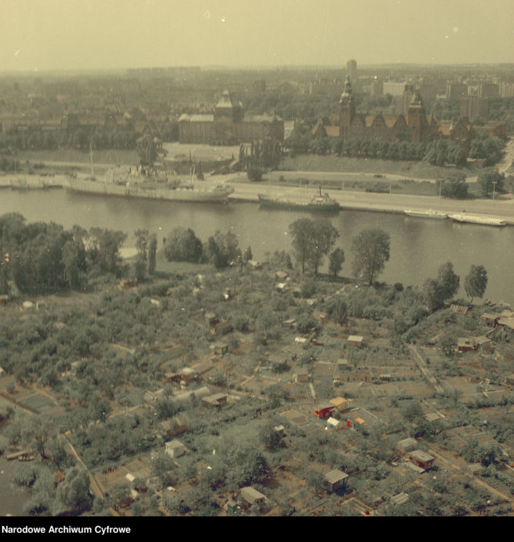 Szczecin z lotu ptaka w latach 80. XX wieku