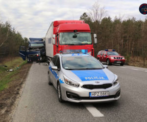Zderzenie dwóch tirów na drodze krajowej nr 50 w miejscowości Karolina powiat piaseczyński