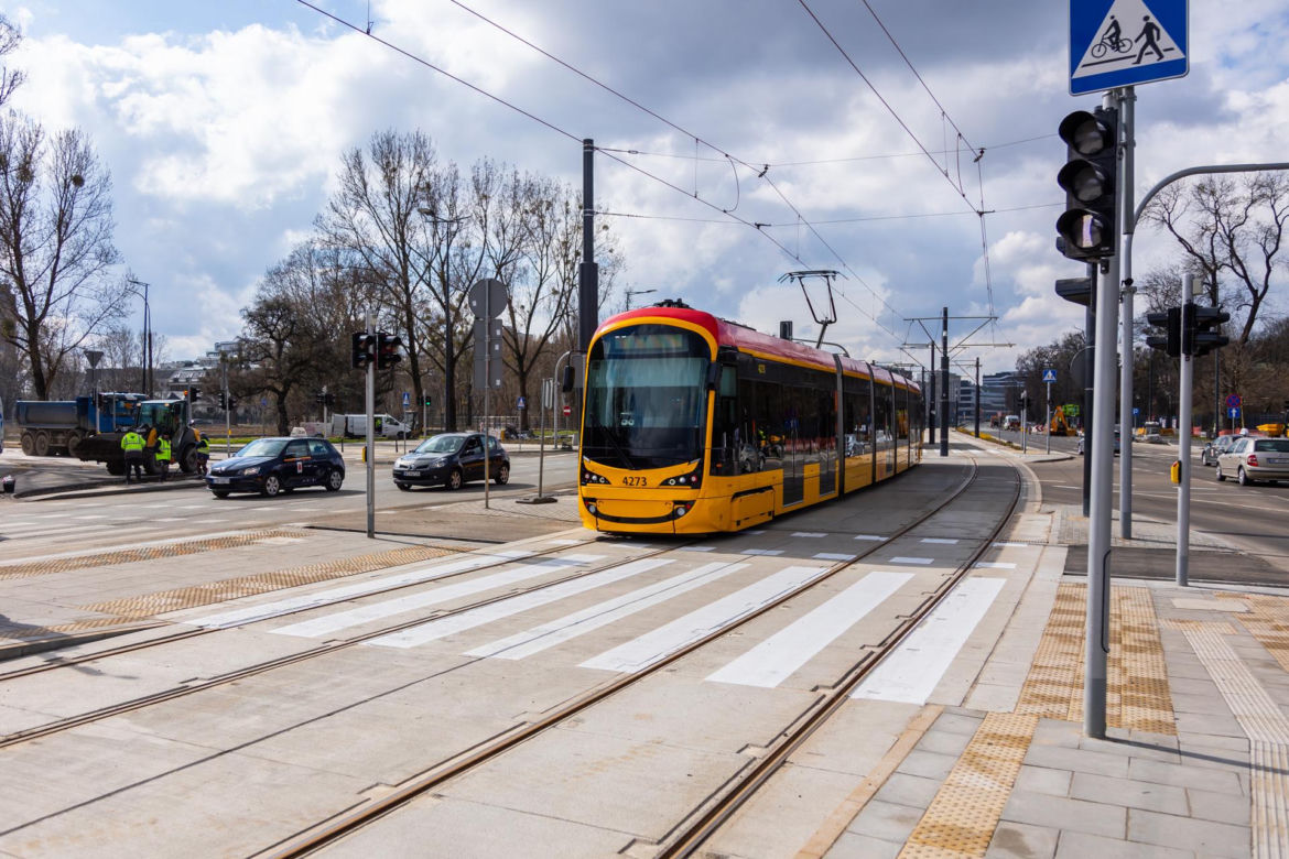 Tramwaj na Kasprzaka i Wolskiej w Warszawie