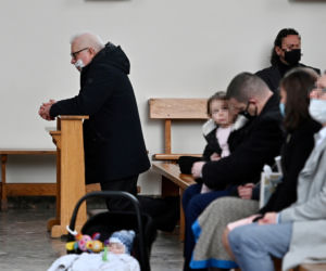 Lech Wałęsa na niedzielnej mszy