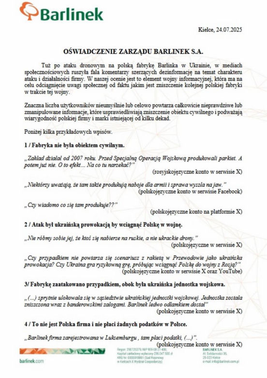 Po ataku rosyjskich dronów na fabrykę w Winnicy