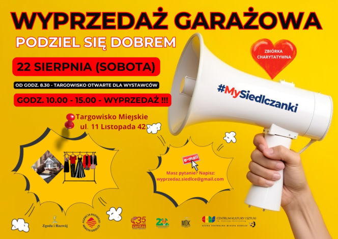 Charytatywna Wyprzedaż Garażowa „Podziel się dobrem” już 22 sierpnia na targowisku w Siedlcach