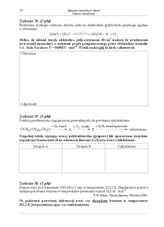 Arkusz rozszerzony chemia matura 2014