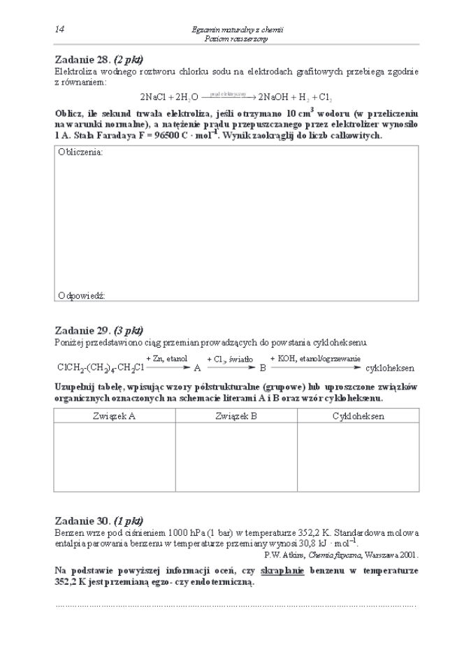 Arkusz rozszerzony chemia matura 2014