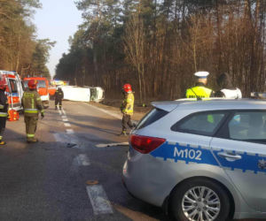 Korzeniste. Wypadek na DK 63. Kierujący osobówką zderzył się z busem [ZDJĘCIA]