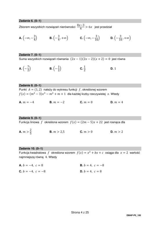 Matura 2022: matematyka, poprawka. Arkusz PDF