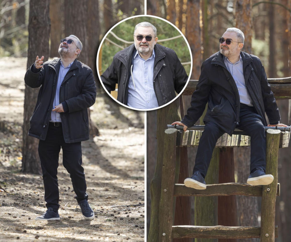 Karol Karski w lesie