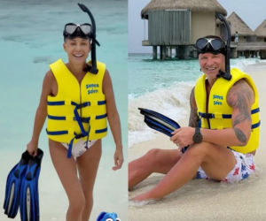 Gosia Rozenek dokazuje w płetwach. Wyciągnęła długie, szczupłe nogi, odsłoniła sporo ciała. Tak odpoczywa w raju!