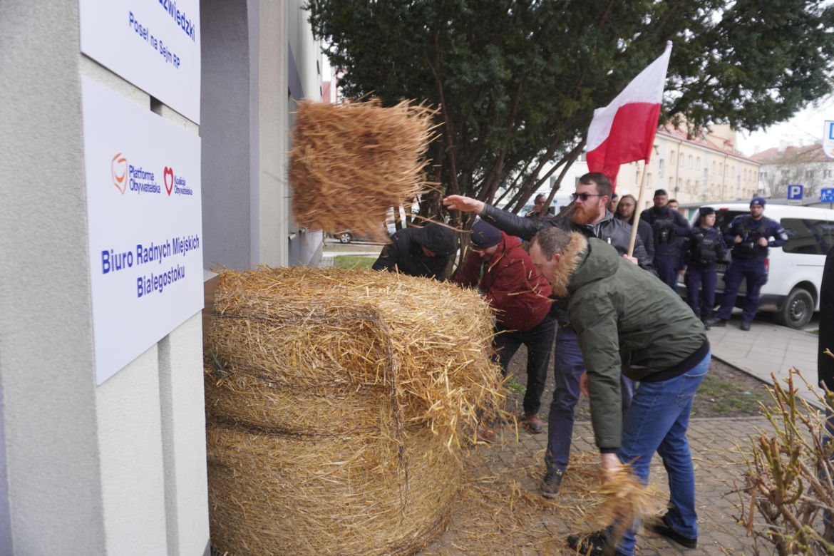 Protest rolników w Białymstoku. Przemarsz ulicami miasta 4 marca