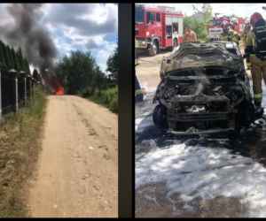 Pożar samochodu przy ul. Działkowej w Nowodworcach