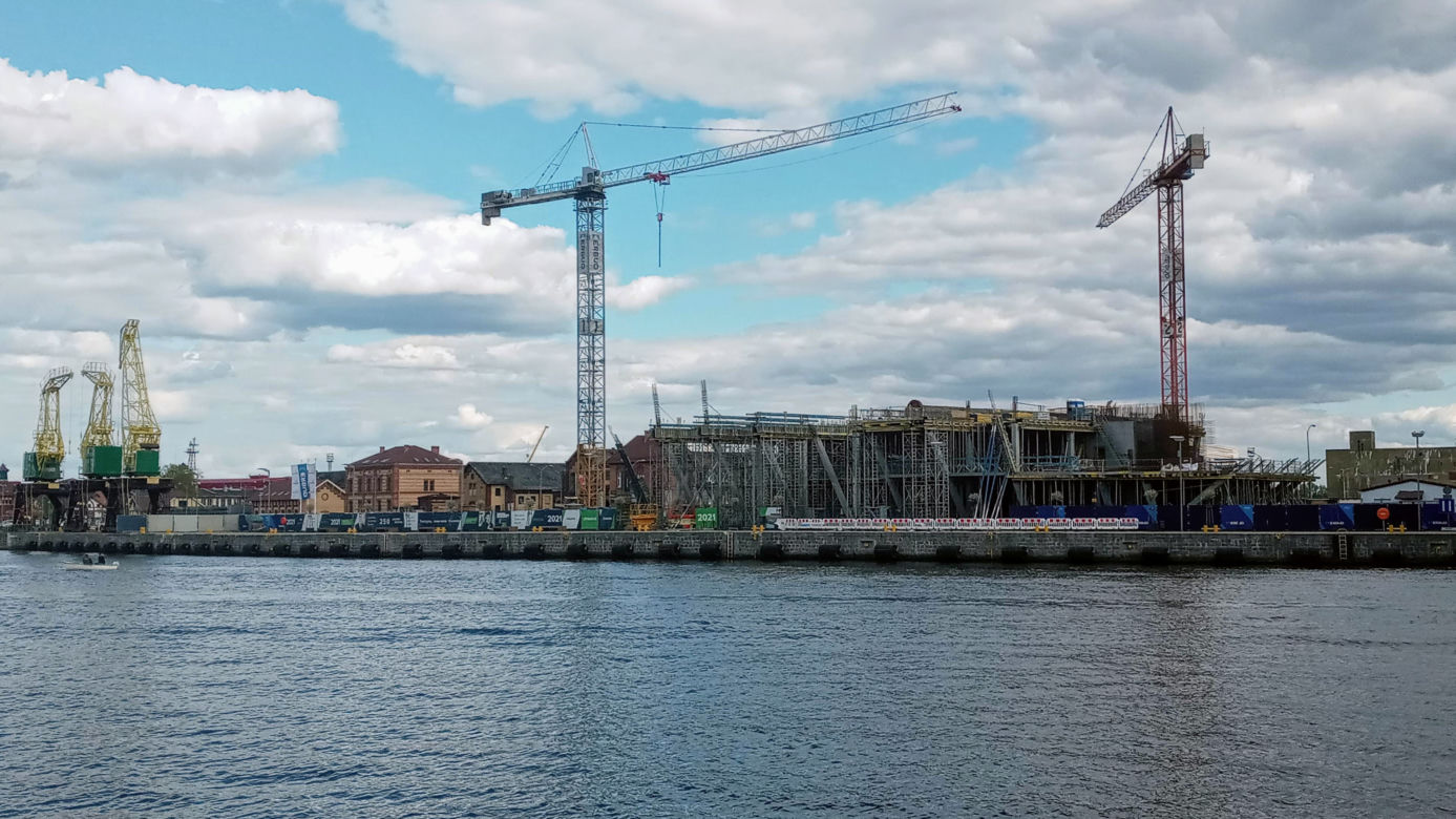 Budowa Morskiego Centrum Nauki w Szczecinie - kwiecień 2020