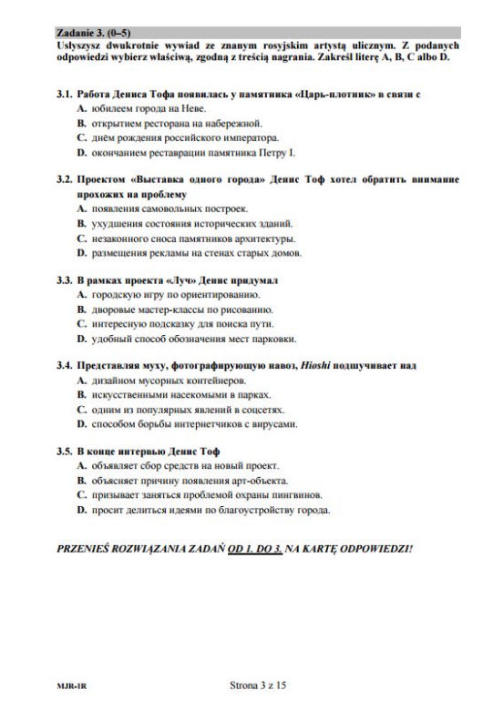 Matura 2017 język rosyjski poziom rozszerzony arkusze