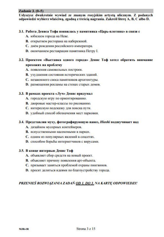 Matura 2017 język rosyjski poziom rozszerzony arkusze