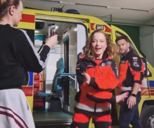 Wojciech Zygmunt i Anna Haba na planie Na sygnale