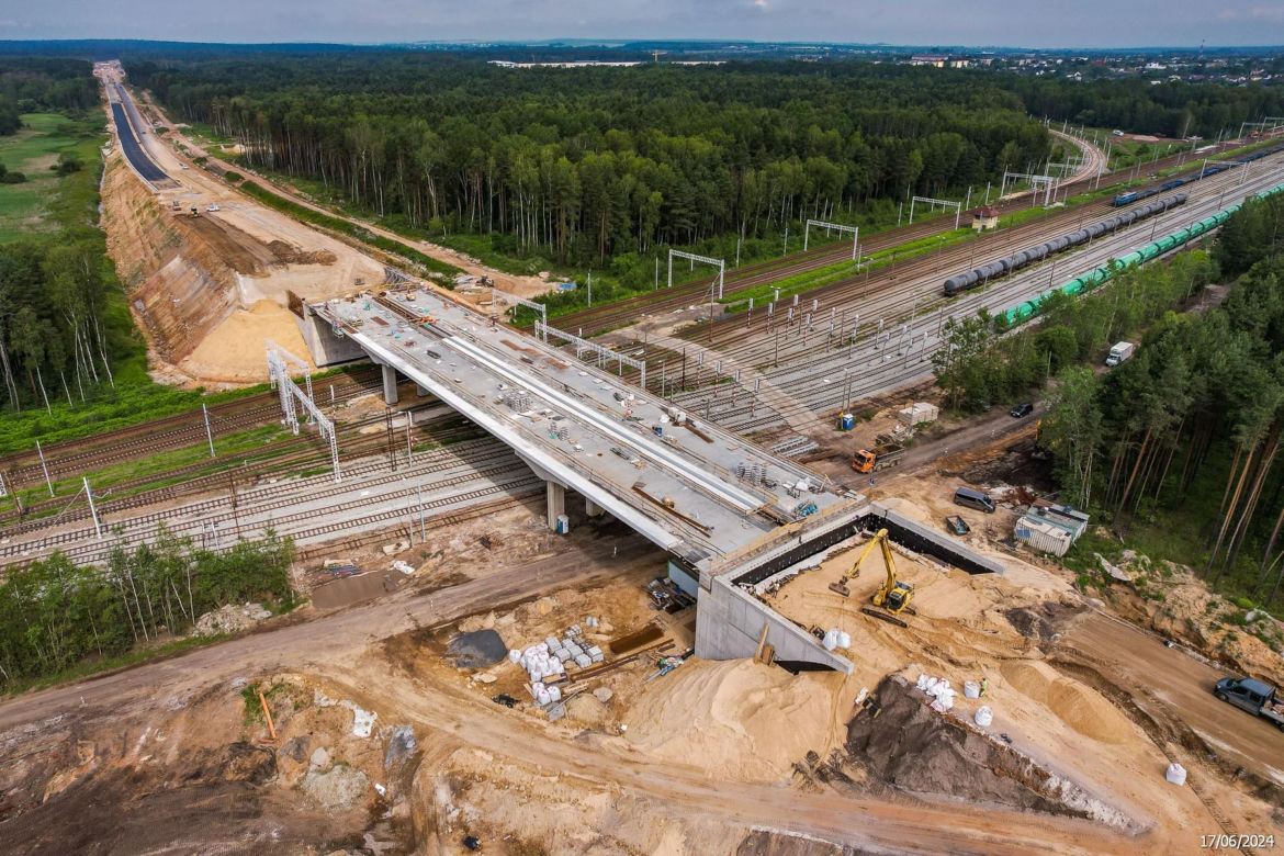 Plac budowy pierwszej części obwodnicy Zawiercia i Poręby w czerwcu 2024 r.